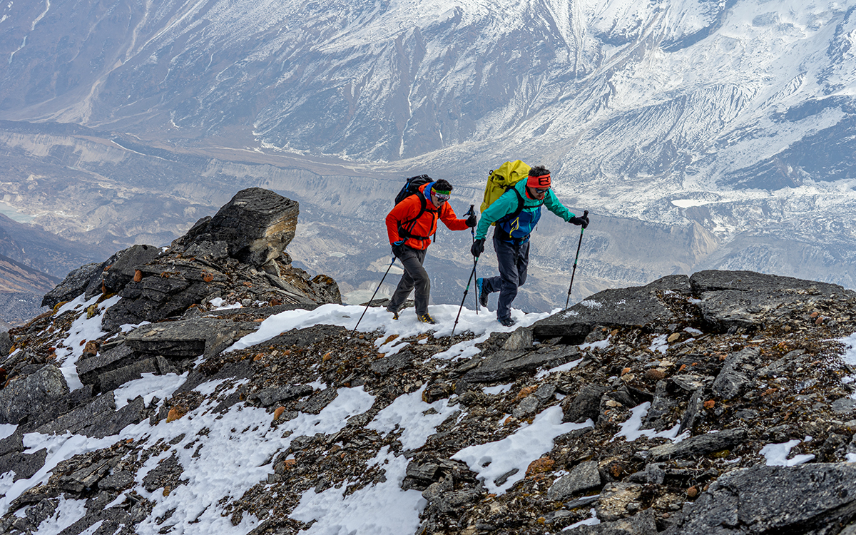 The Nepali climbers on an acclimatization hike near Samagaon. Photo: Abiral Rai