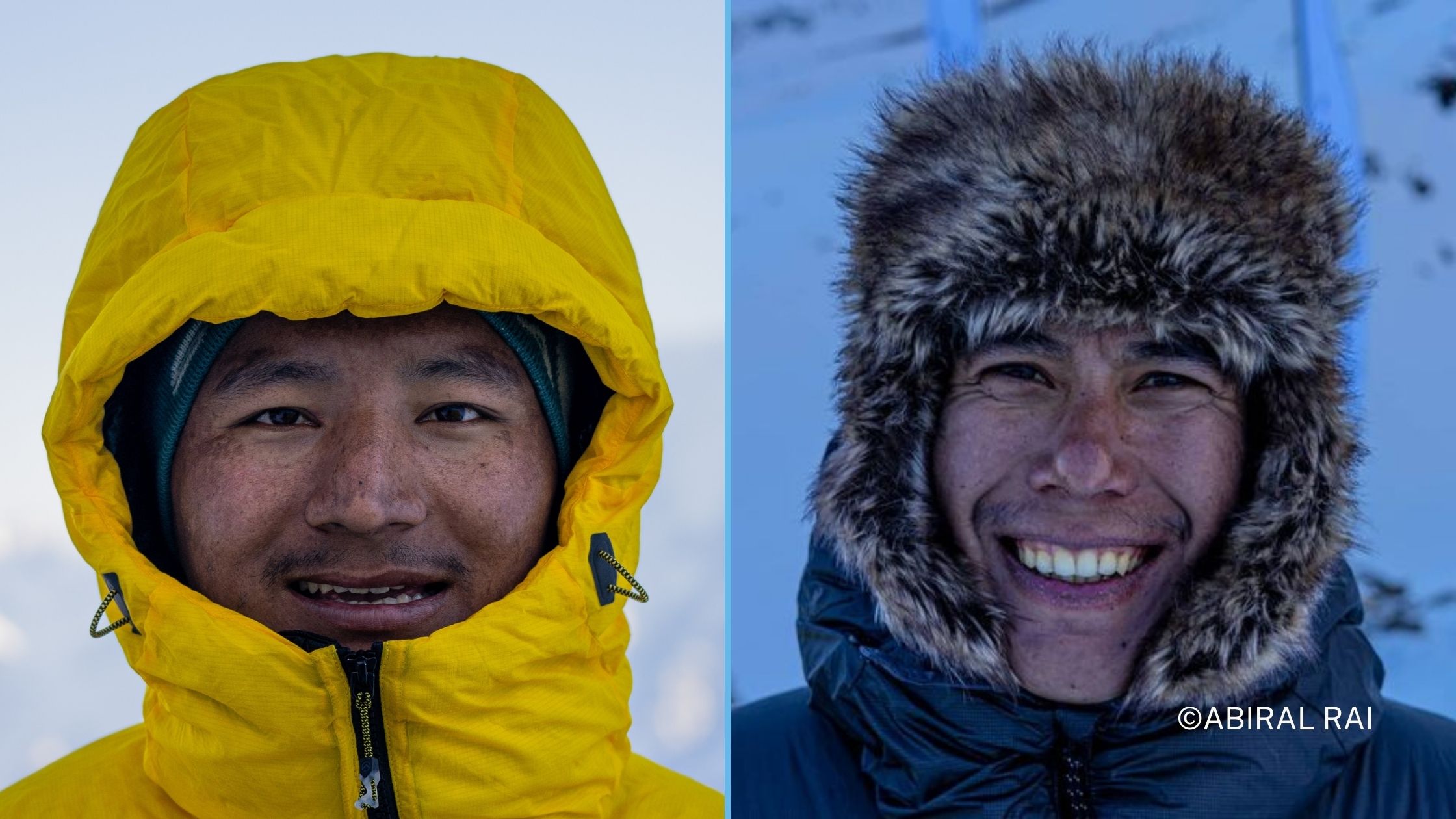 Two Nepali mountain guides on Mt Manaslu winter expedition in alpine style